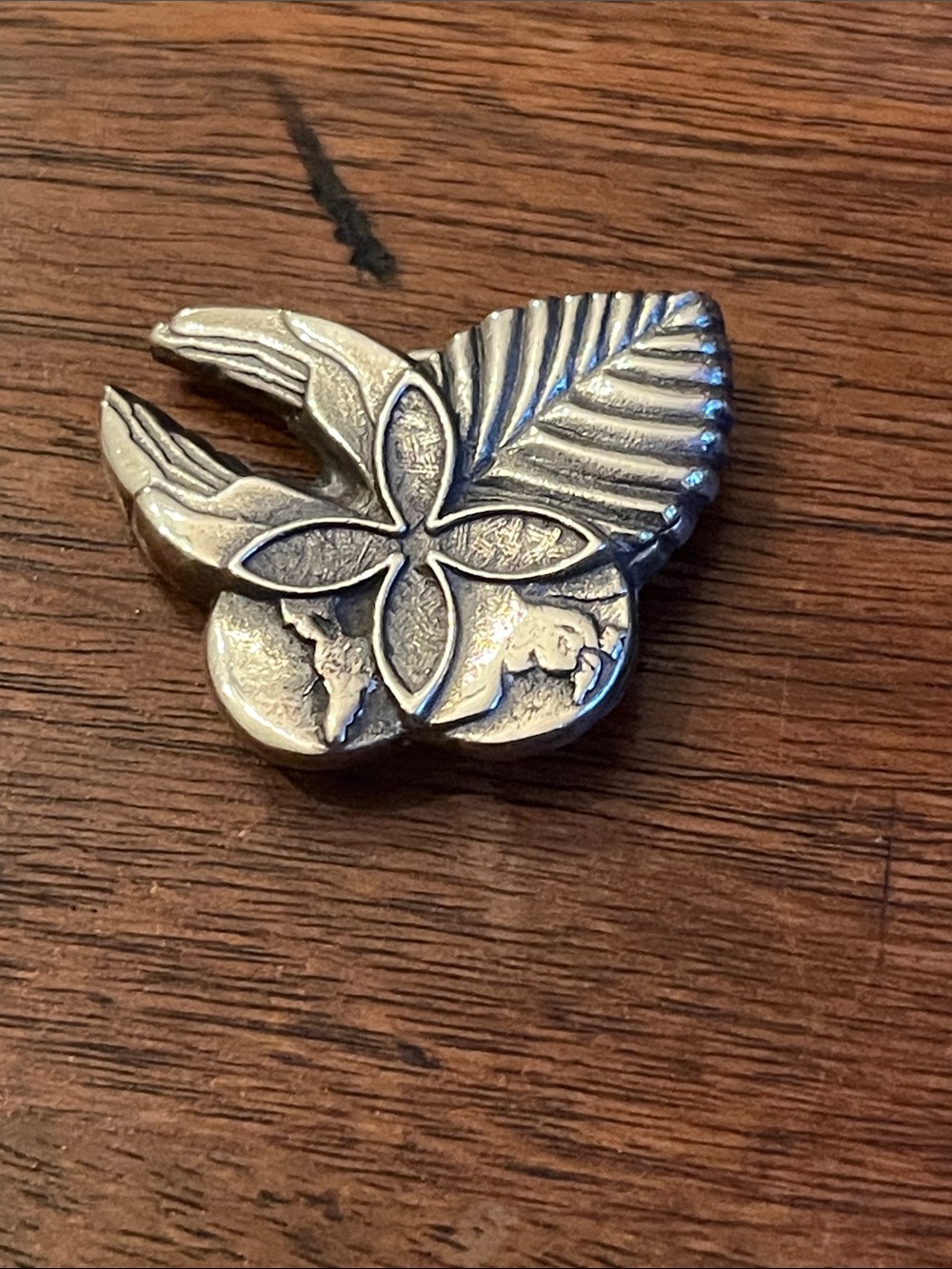 Vintage sterling silver helping hands and world peace